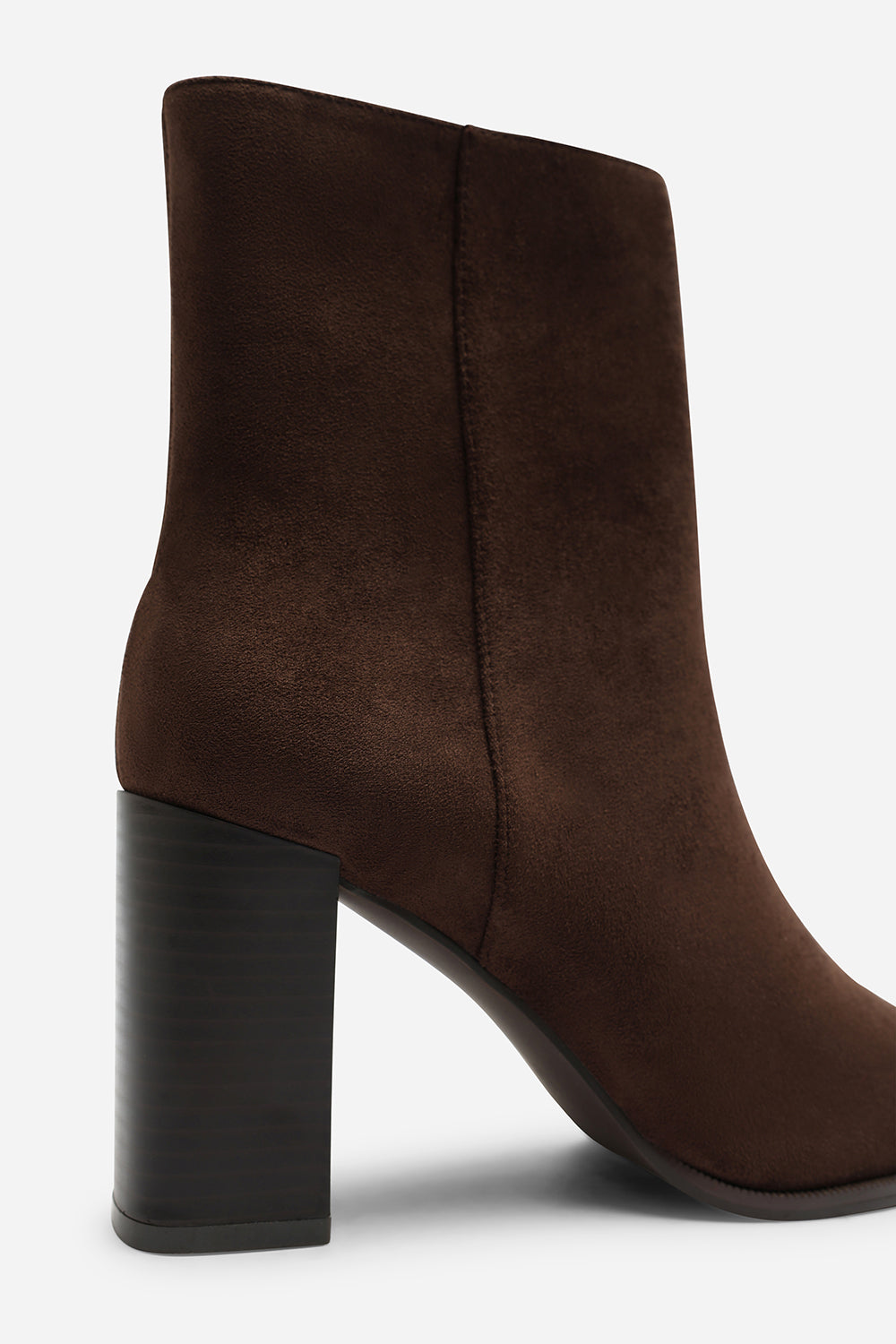 Daryna Dark Brown Suede Stacked Heel Pointed Ankle Boot