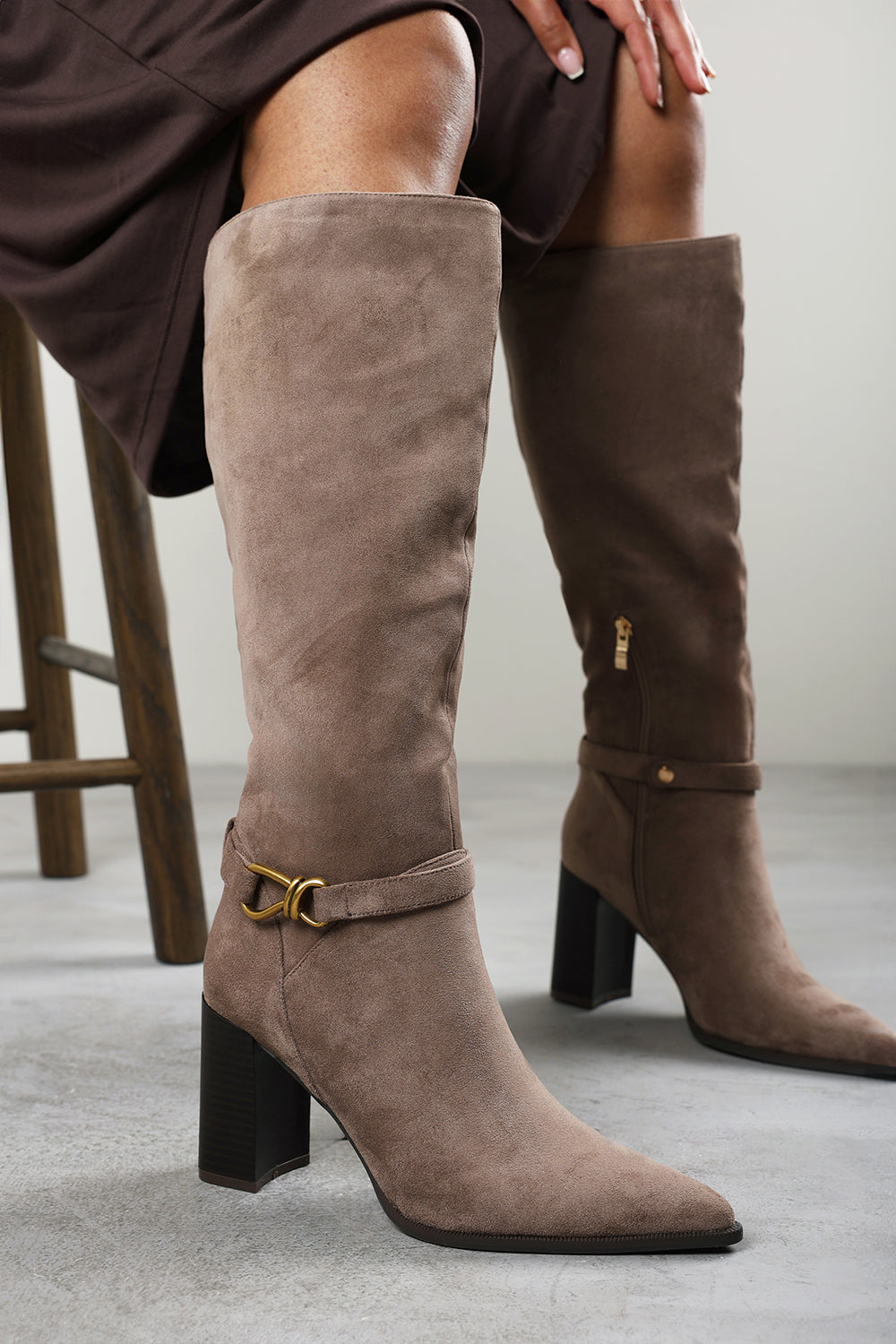 Winona Knot Trim Detail Knee High Boots