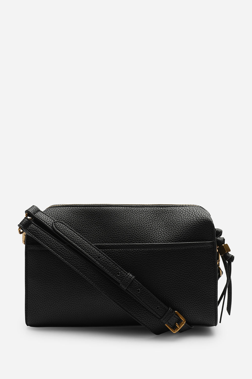 Dune Black Faux Leather Structured Mini Shoulder Bag