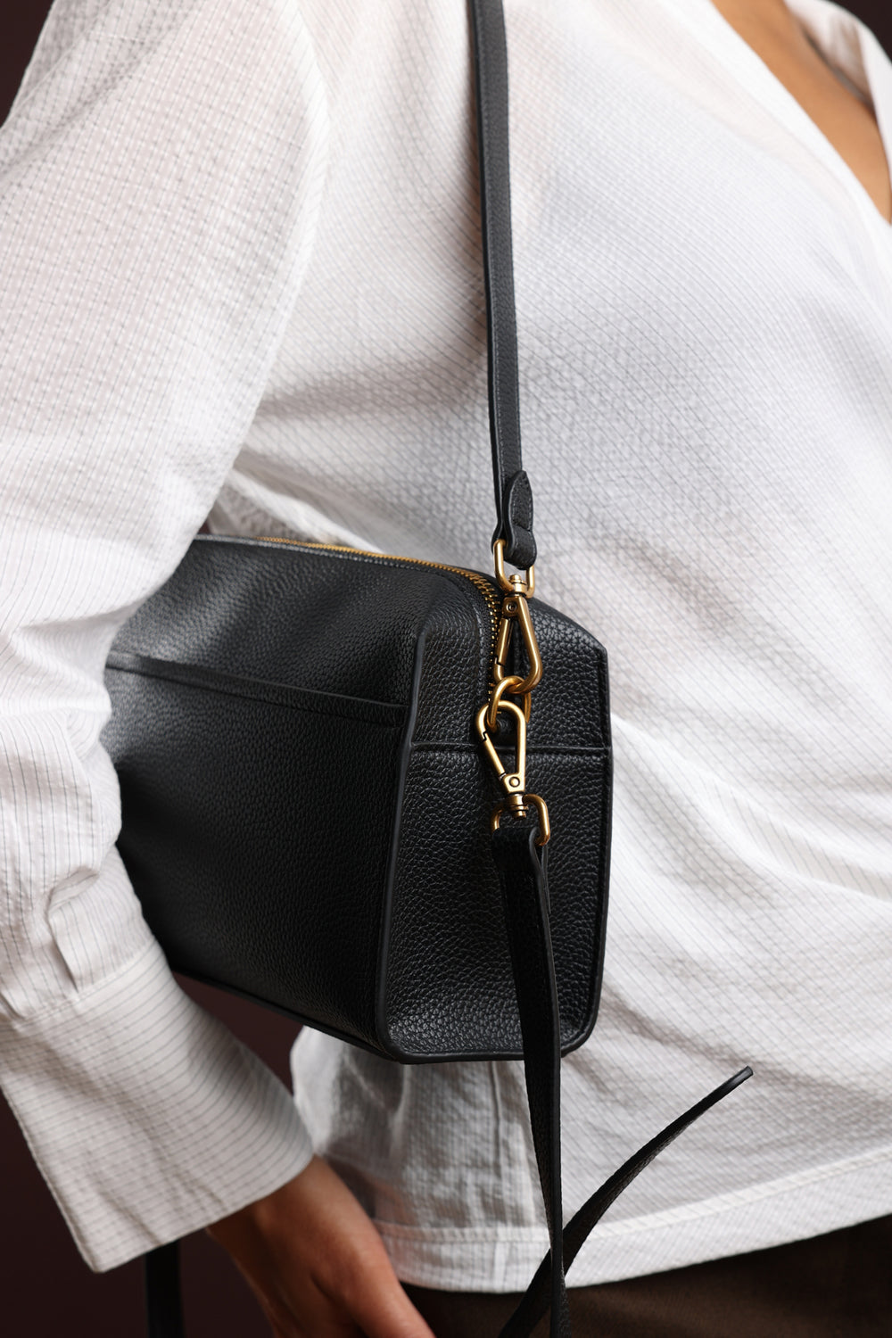 Dune Black Faux Leather Structured Mini Shoulder Bag