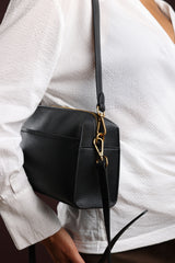Dune Black Faux Leather Structured Mini Shoulder Bag