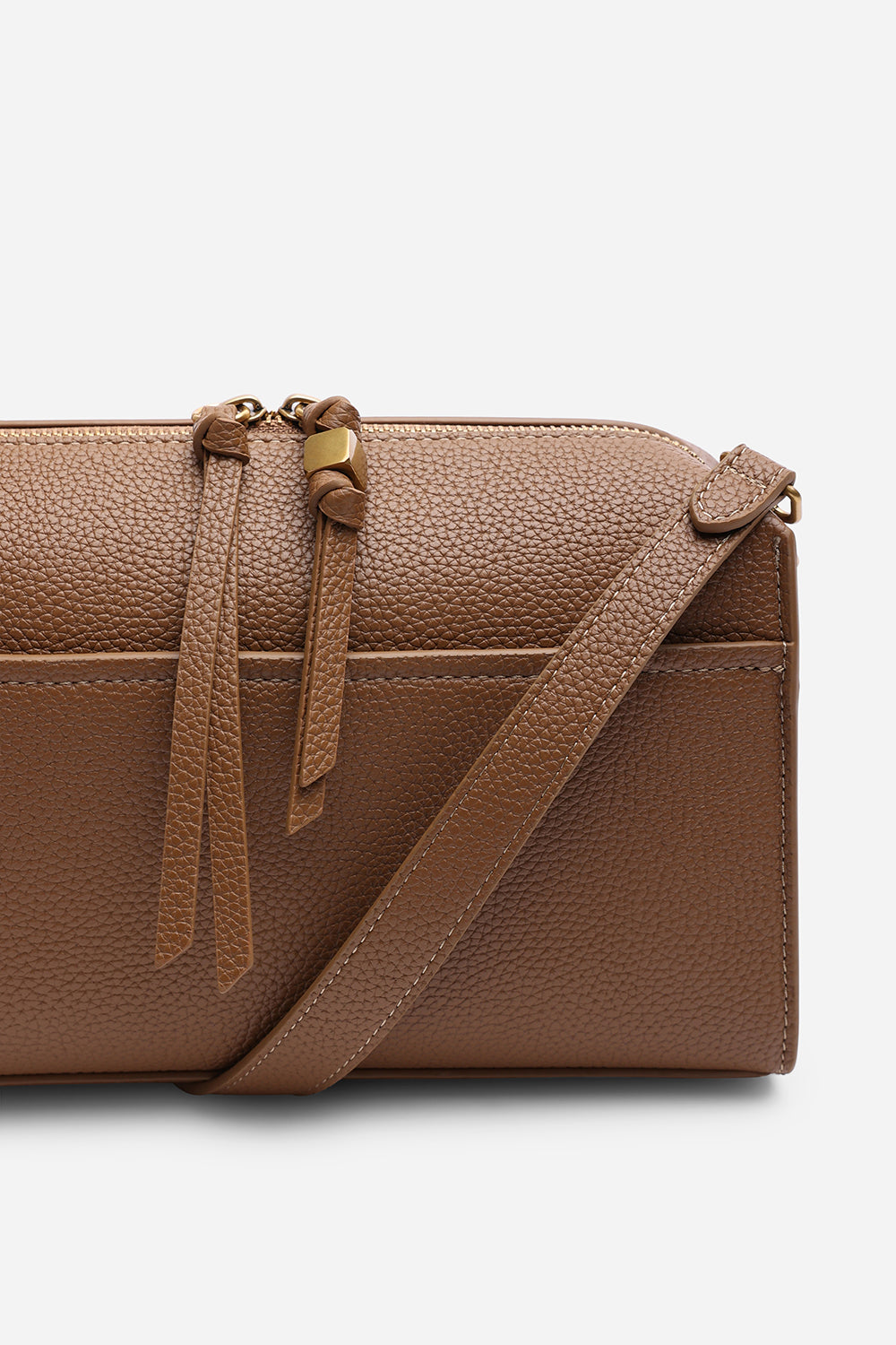 Dune Dark Brown Faux Leather Structured Mini Shoulder Bag