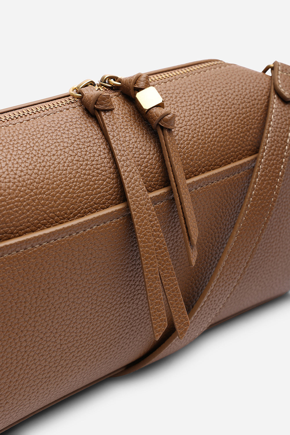 Dune Dark Brown Faux Leather Structured Mini Shoulder Bag