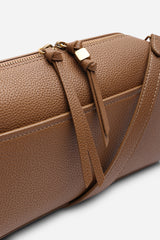 Dune Dark Brown Faux Leather Structured Mini Shoulder Bag