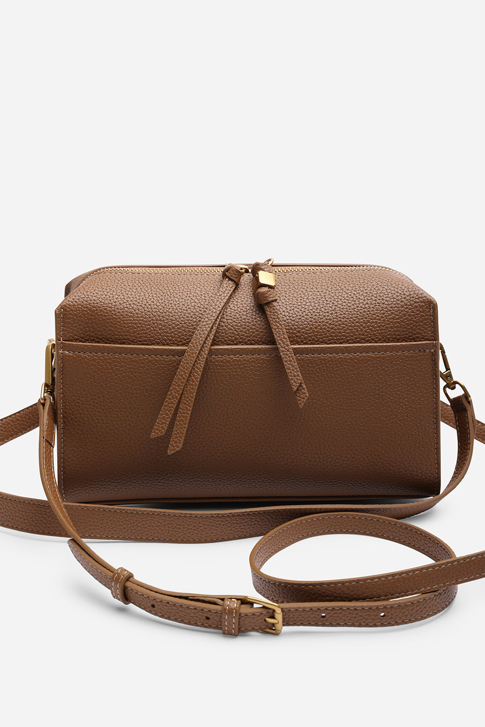 Dune Dark Brown Faux Leather Structured Mini Shoulder Bag