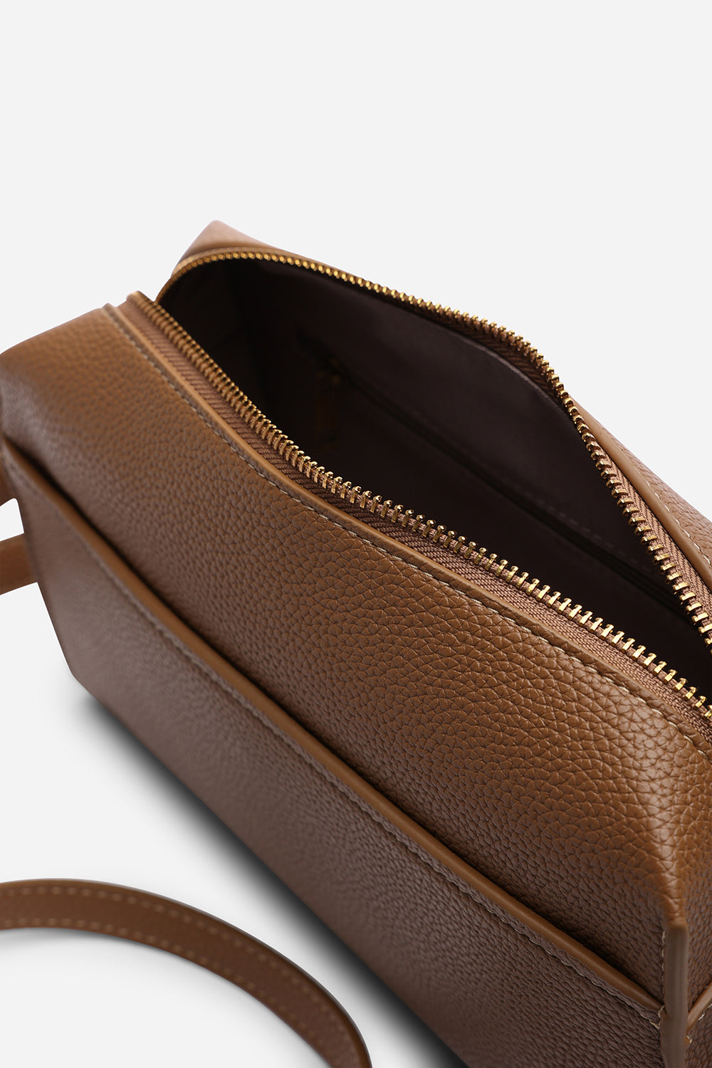 Dune Dark Brown Faux Leather Structured Mini Shoulder Bag