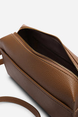 Dune Dark Brown Faux Leather Structured Mini Shoulder Bag