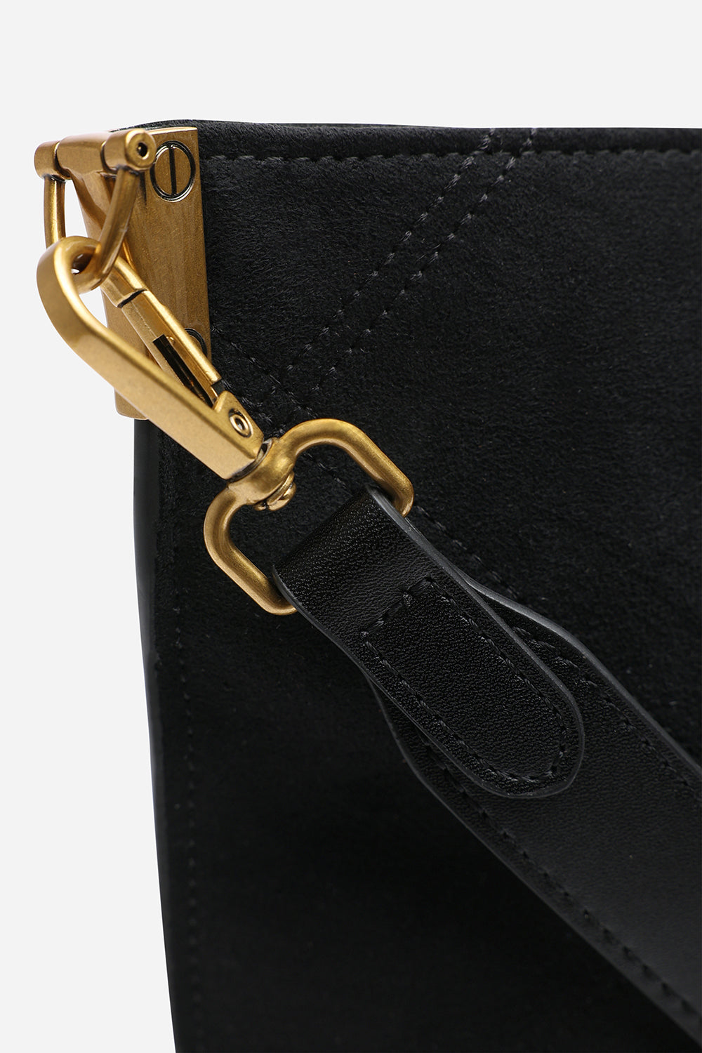 Fern Black Suede Shoulder Bag with Turn Lock