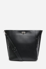 Kelp Black PU Tote Handbag for Women with Minimal Stitch Detail
