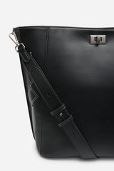 Kelp Black PU Tote Handbag for Women with Minimal Stitch Detail