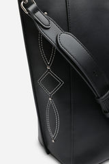 Kelp Black PU Tote Handbag for Women with Minimal Stitch Detail