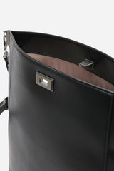 Kelp Black PU Tote Handbag for Women with Minimal Stitch Detail