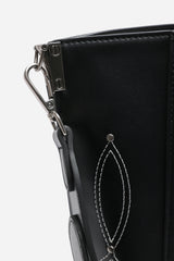 Kelp Black PU Tote Handbag for Women with Minimal Stitch Detail