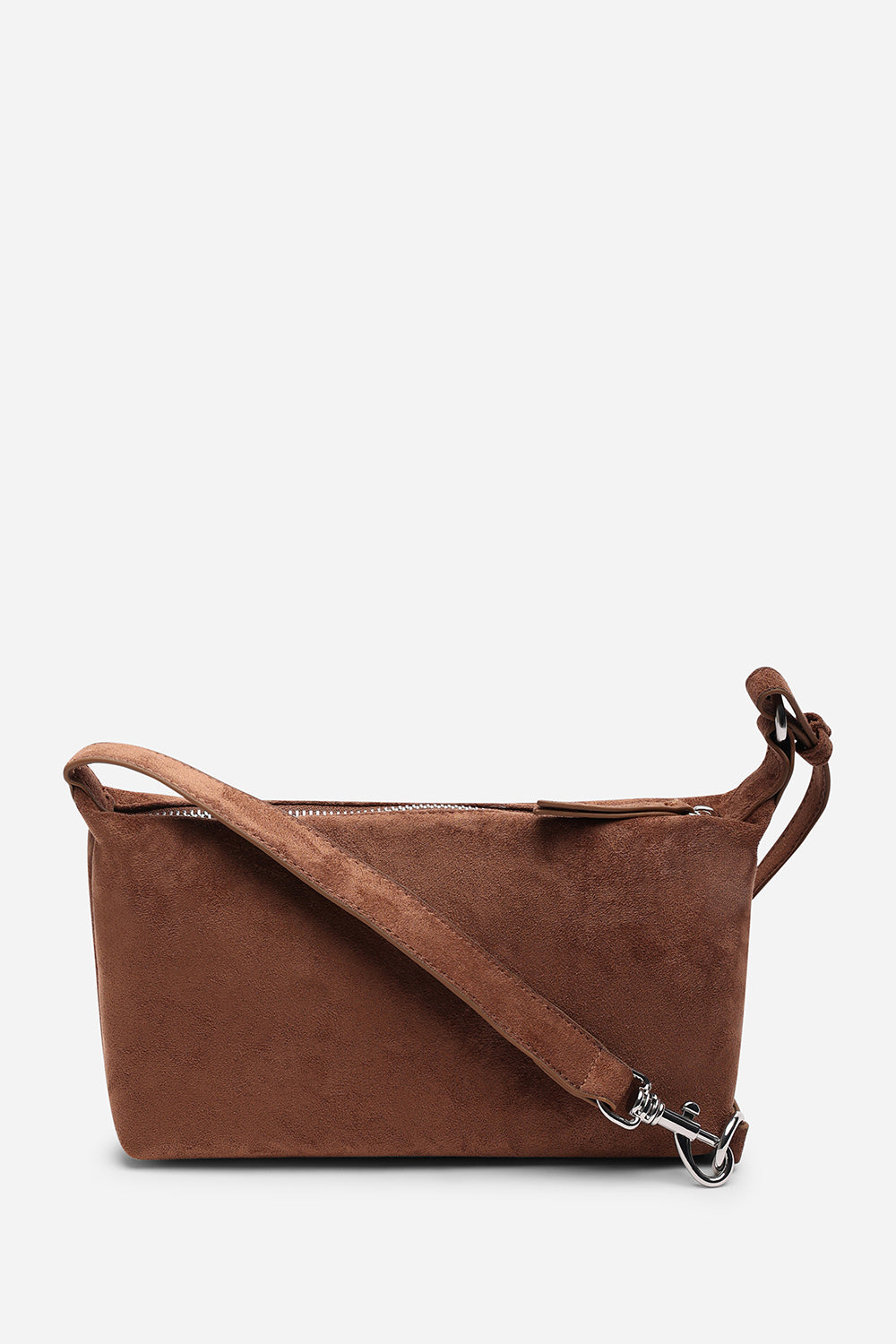Caramel Brown Suede Finish Sling Handbag with Adjustable Shoulder Strap