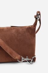 Caramel Brown Suede Finish Sling Handbag with Adjustable Shoulder Strap