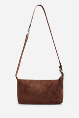 Caramel Brown Suede Finish Sling Handbag with Adjustable Shoulder Strap
