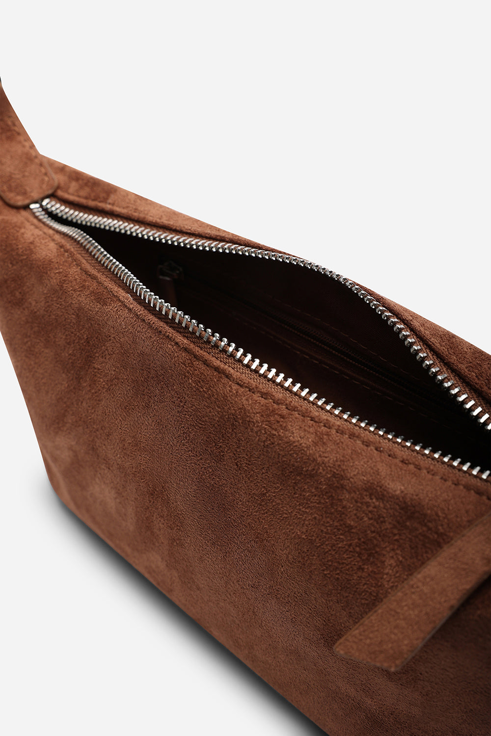 Caramel Brown Suede Finish Sling Handbag with Adjustable Shoulder Strap