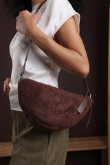 Cloud Dark Brown Suede Crossbody Shoulder Bag