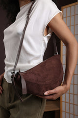 Cloud Dark Brown Suede Crossbody Shoulder Bag