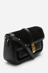 Helyra Black Shoulder Bag with Gold Detail Twist Lock Closure