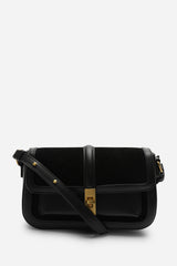 Helyra Black Shoulder Bag with Gold Detail Twist Lock Closure