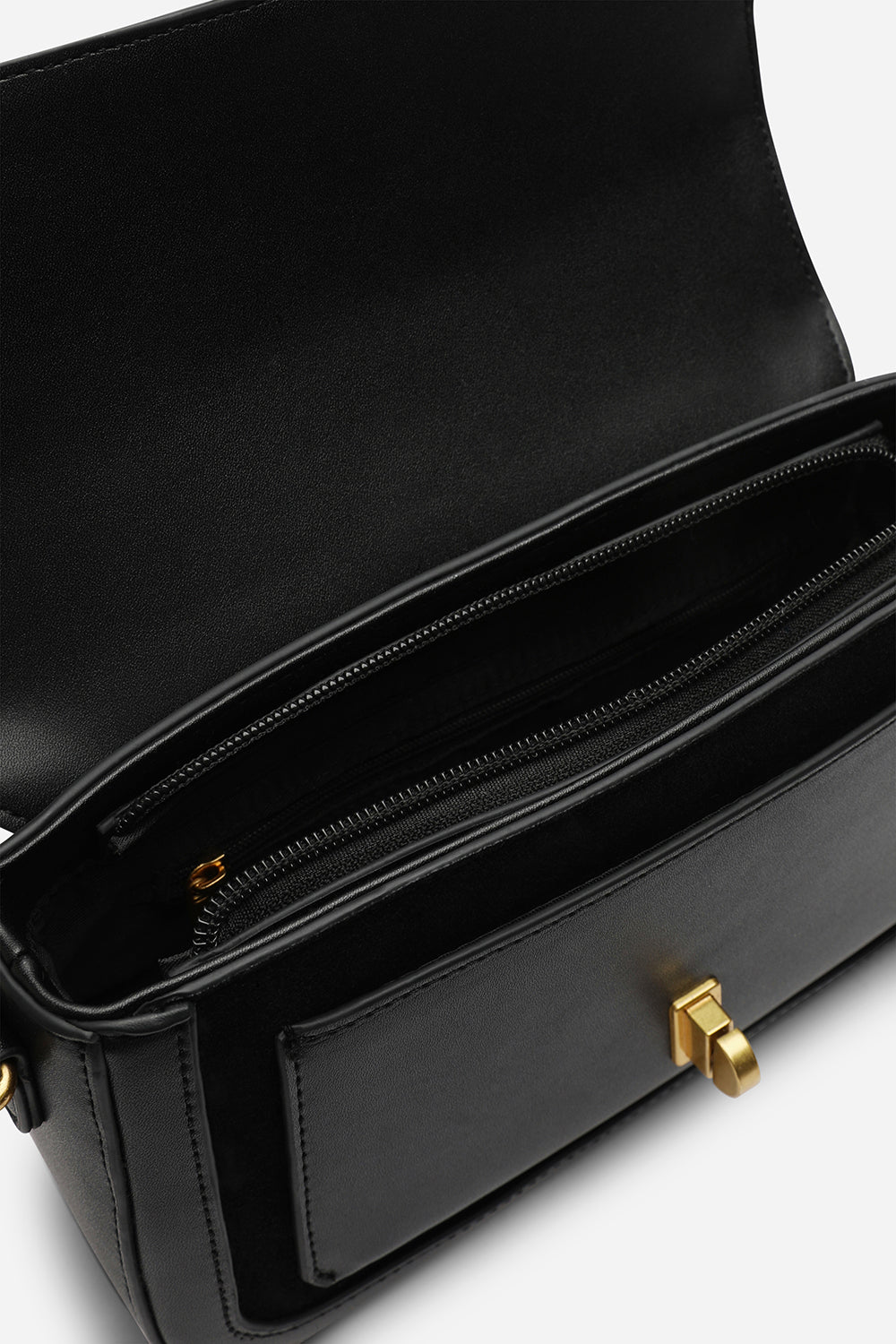 Helyra Black Shoulder Bag with Gold Detail Twist Lock Closure