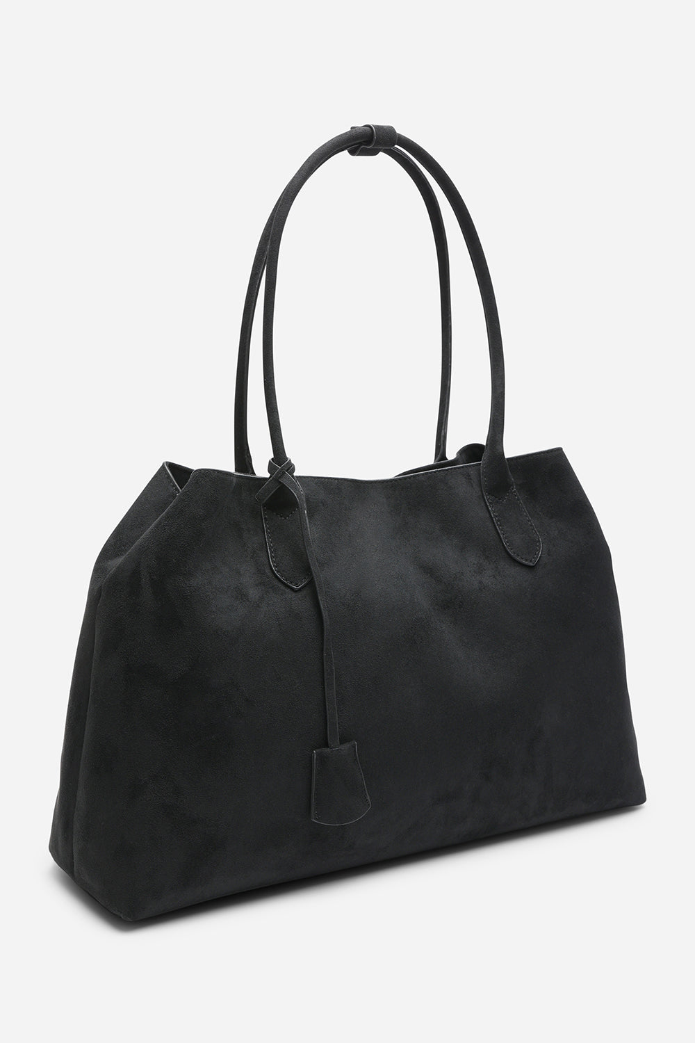 Drift Black Suede Slouchy Shoulder Tote Bag