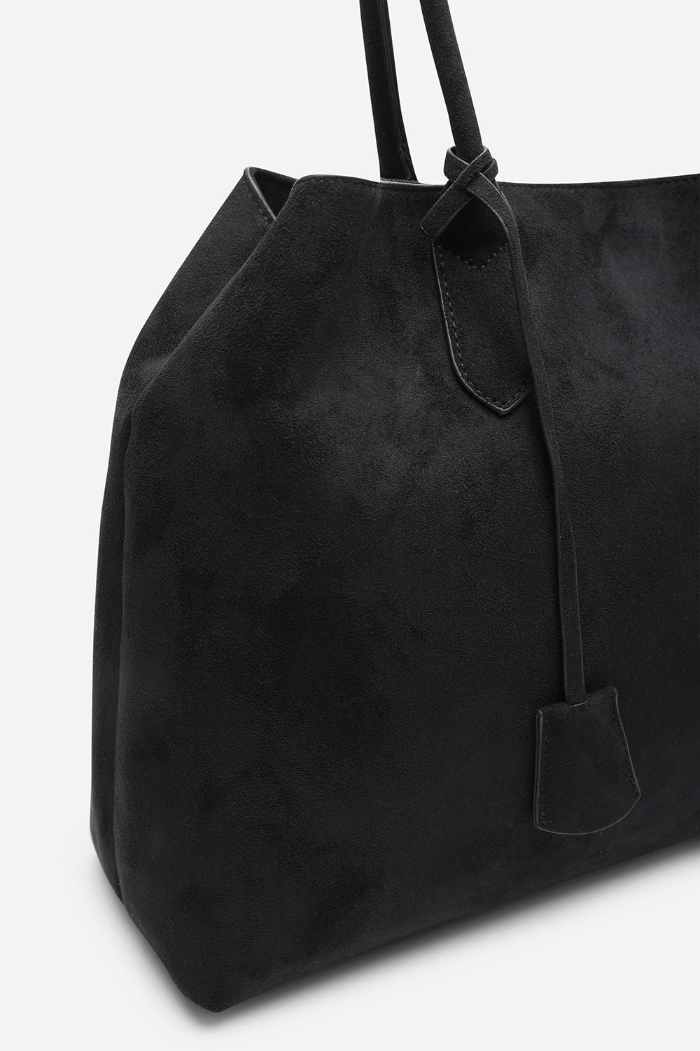 Drift Black Suede Slouchy Shoulder Tote Bag