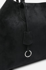 Drift Black Suede Slouchy Shoulder Tote Bag