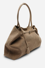Drift Cognac Suede Slouchy Shoulder Tote Bag
