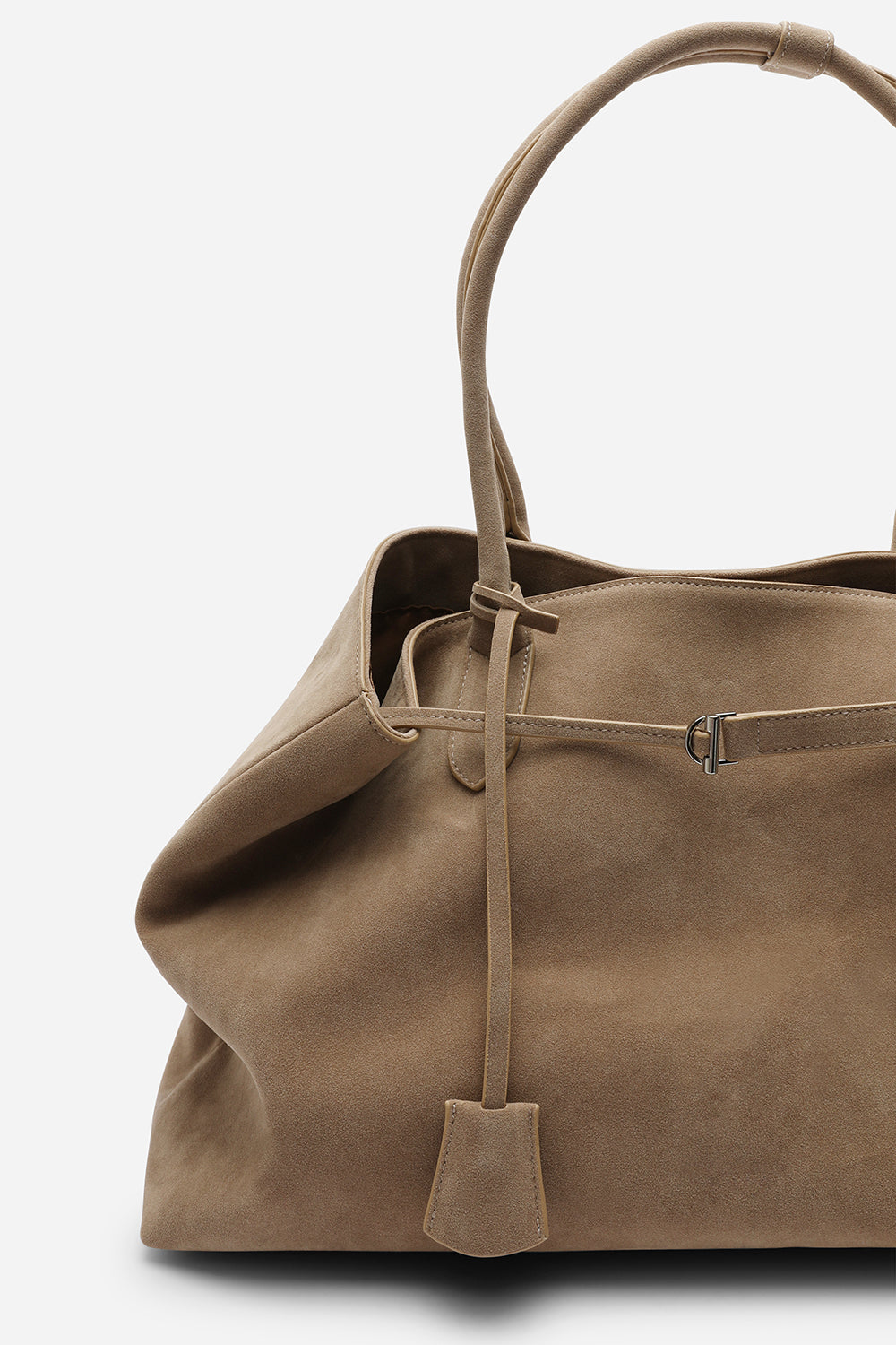 Drift Cognac Suede Slouchy Shoulder Tote Bag