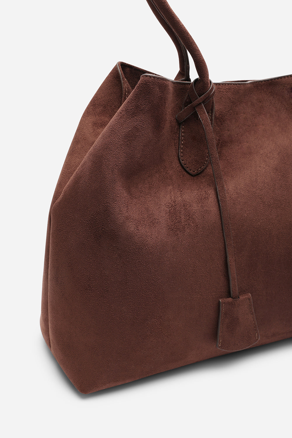 Drift Dark Brown Suede Slouchy Shoulder Tote Bag