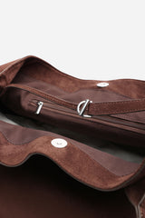 Drift Dark Brown Suede Slouchy Shoulder Tote Bag