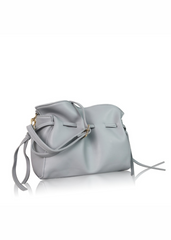 SURF SHOULDER BAG WITH DRAWSTRING DETAIL IN BLUE FAUX LEATHER