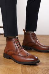 Henry Brogue Lace Up Ankle Boots in Tan