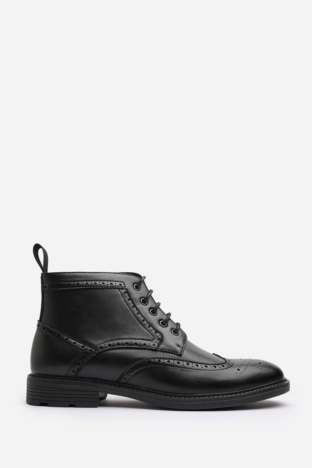 Henry Brogue Lace Up Ankle Boots in Black