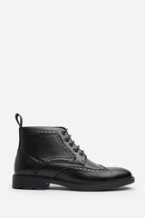 Henry Brogue Lace Up Ankle Boots in Black