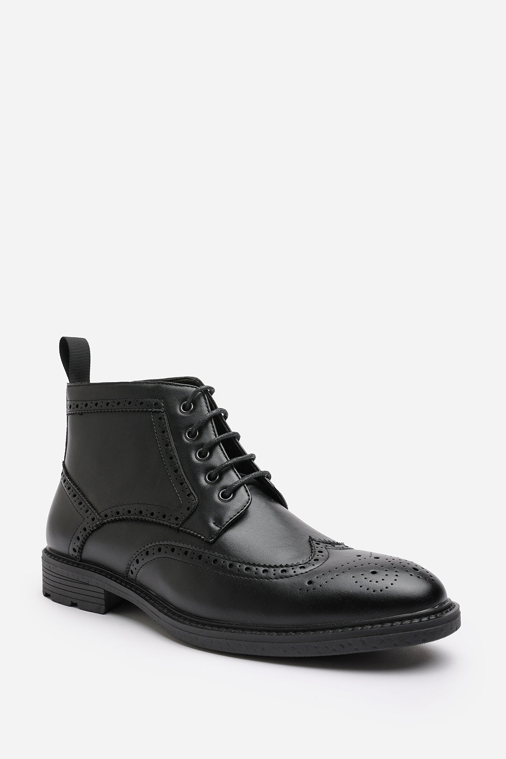 Henry Brogue Lace Up Ankle Boots in Black