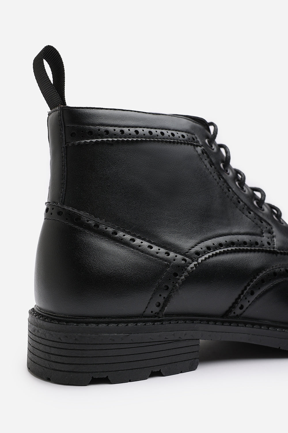 Henry Brogue Lace Up Ankle Boots in Black