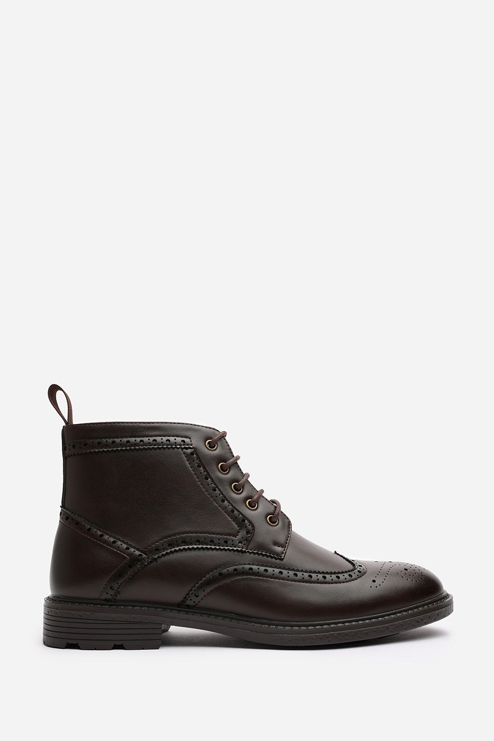 Henry Brogue Lace Up Ankle Boots in Dark Brown