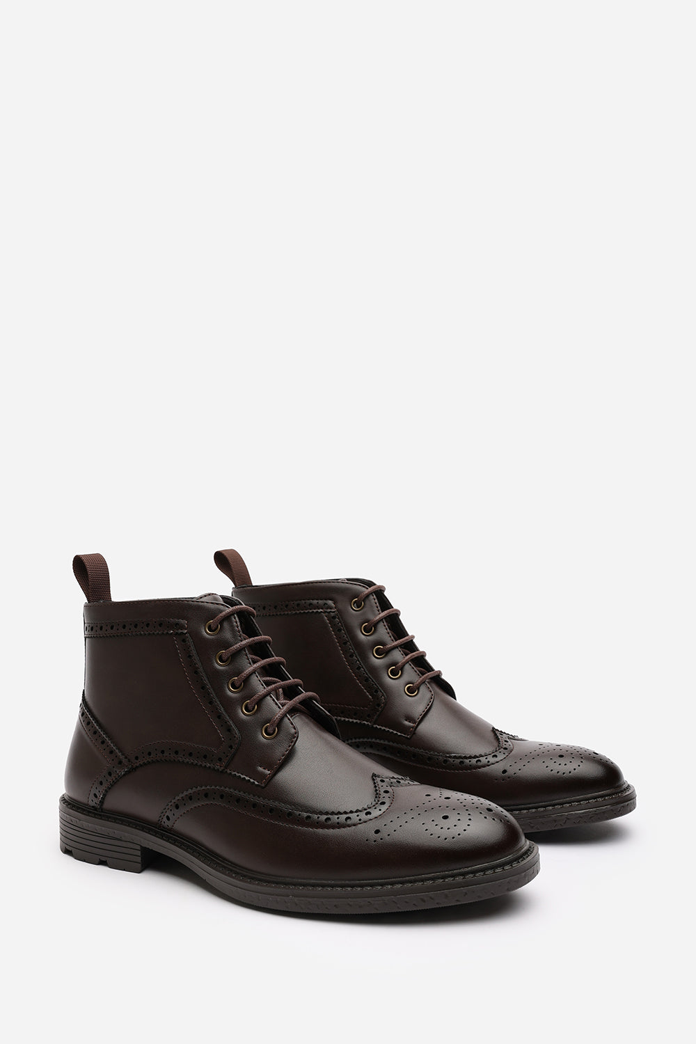 Henry Brogue Lace Up Ankle Boots in Dark Brown