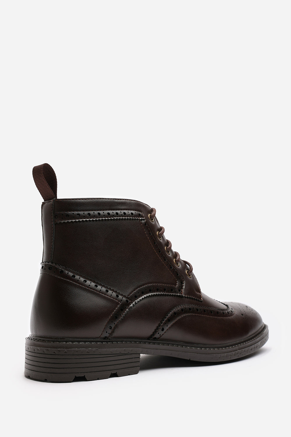 Henry Brogue Lace Up Ankle Boots in Dark Brown
