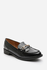 Delvia Black Patent Snaffle Horse bit Trim Detail Loafers
