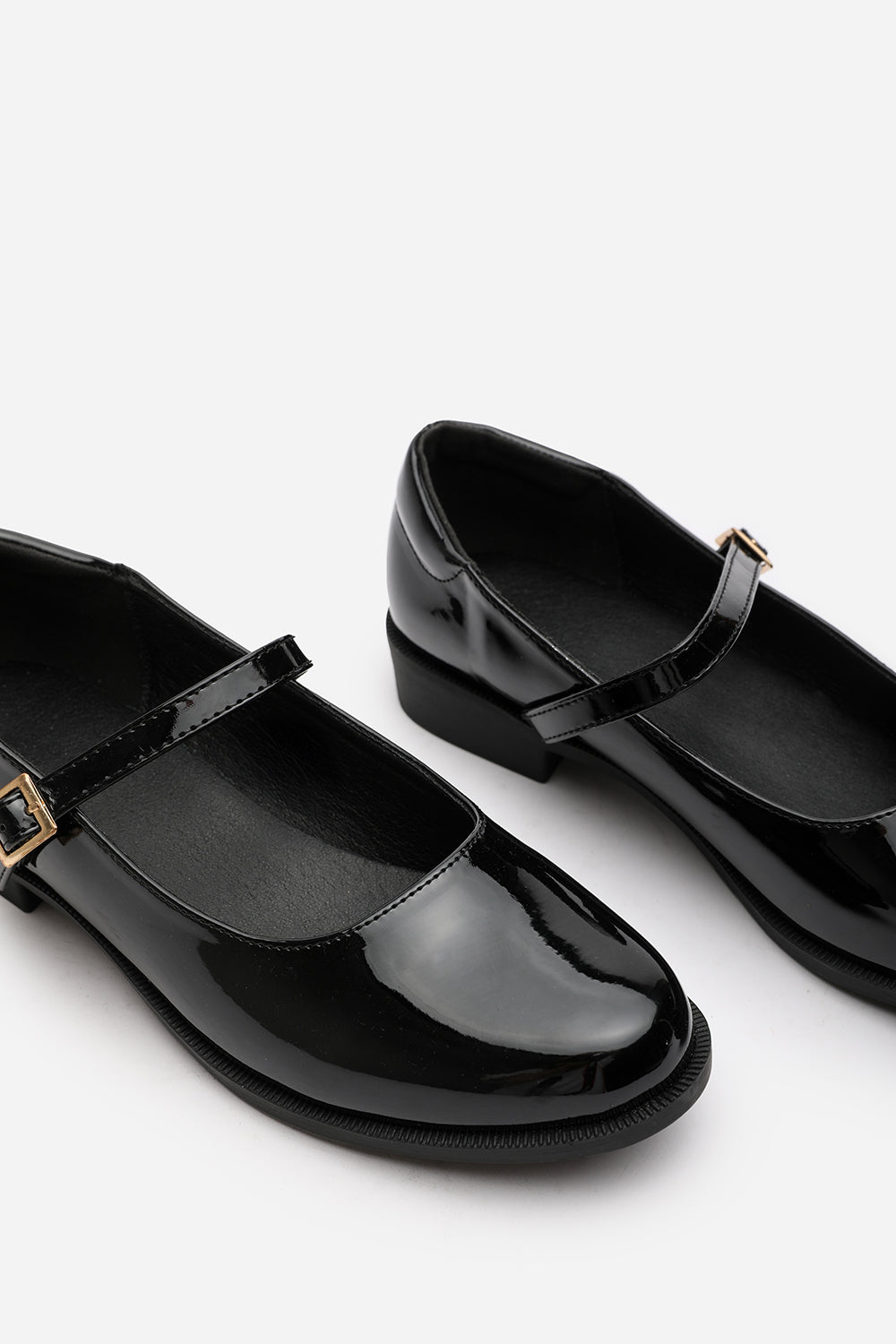 Dorexa Wide Fit Black Patent Low Heel Mary Jane Shoes