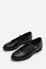 Dorexa Black Low Heel Mary Jane Shoes