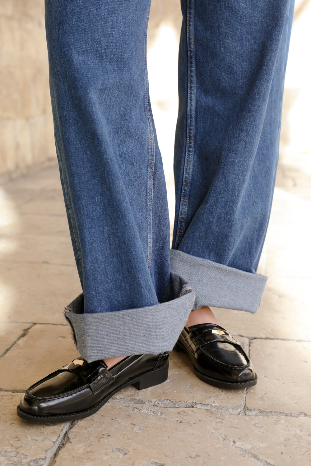 DENVER SLIP ON LOAFER WITH GOLD DETAILING IN BLACK