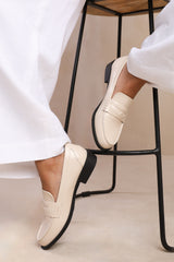 HOUSTON WIDE FIT SLIP ON LOAFER IN CREAM PATENT