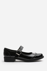 Tahlia Girl's School Buckle Strap Mary Jane Shoes In Black Patent