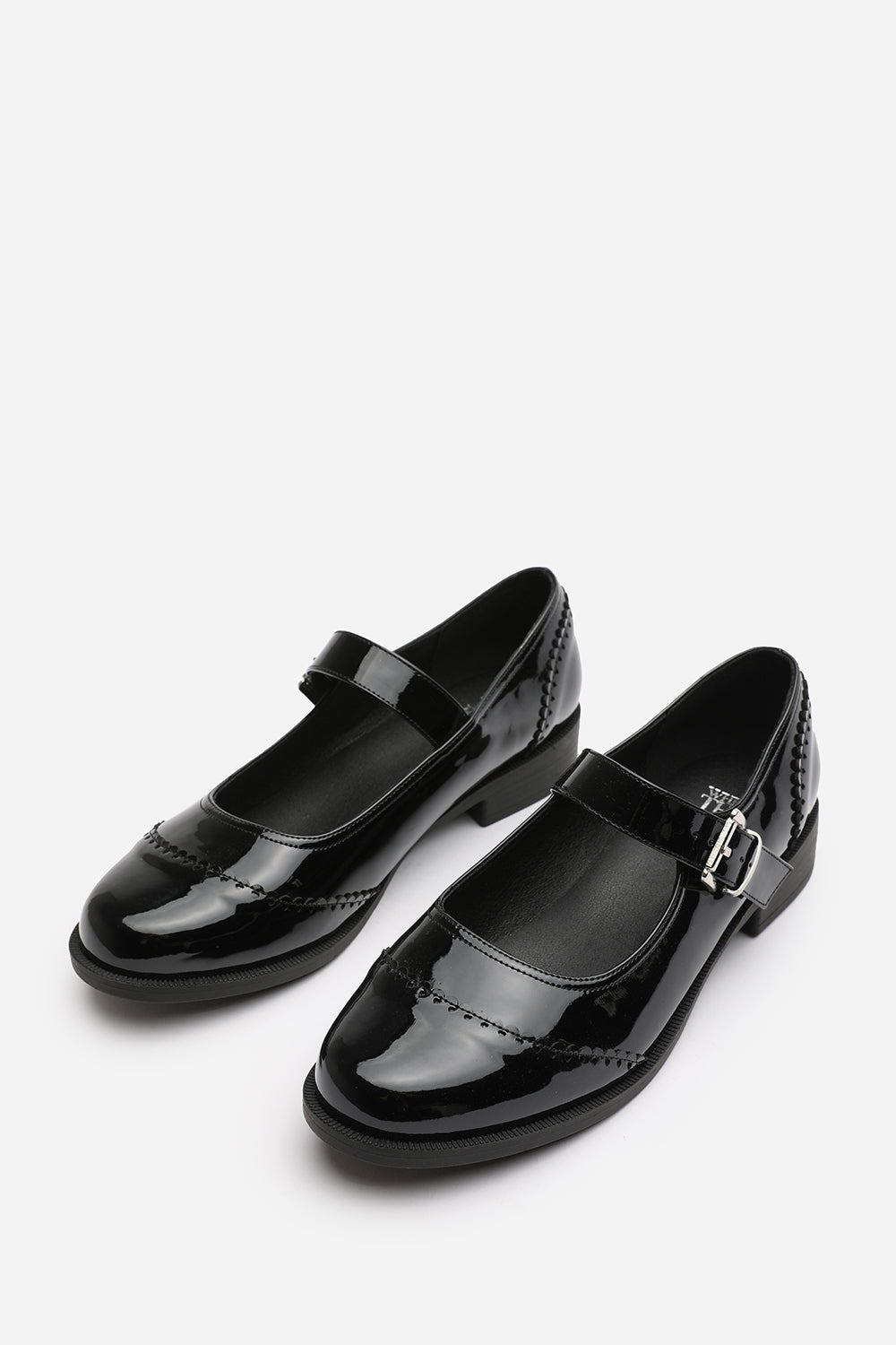 Tahlia Girl's School Buckle Strap Mary Jane Shoes In Black Patent