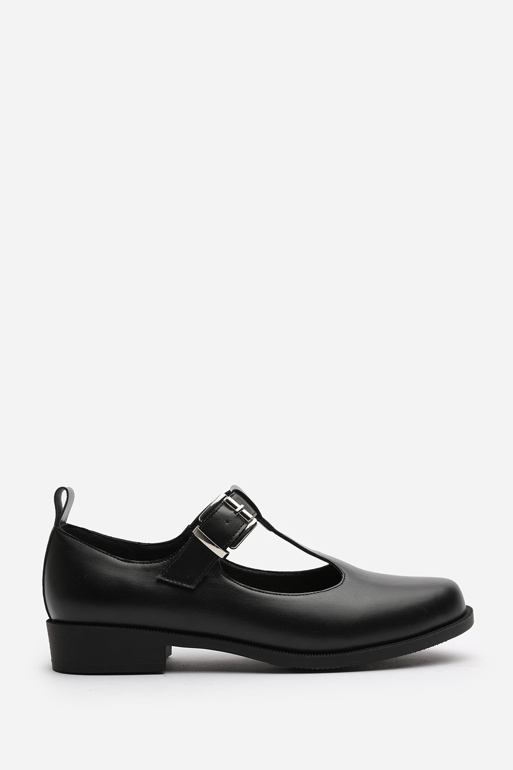 Keely Girl's School T-Bar Buckle Mary Jane Shoes In Black Faux Leather